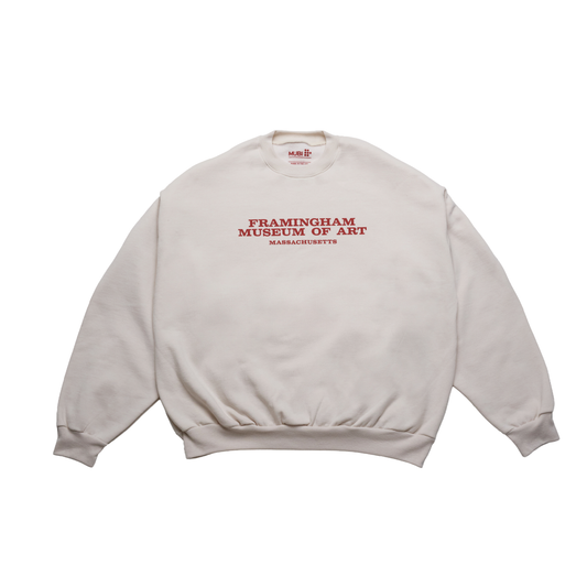 THE MASTERMIND cream Sweatshirt with "Framingham Museum of Art Massachusetts" printed on the front in red